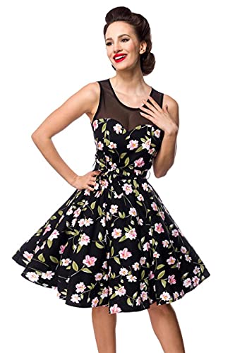 Belsira Retro Vintage Kleid mit Netzeinsatz 2XL
