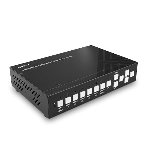 Lindy 5 Port KVM Switch HDMI 4K60 Seamless Multiview Fortschrittliche Switch-Lösung für HDMI- und USB Typ C-Quellen (32330)