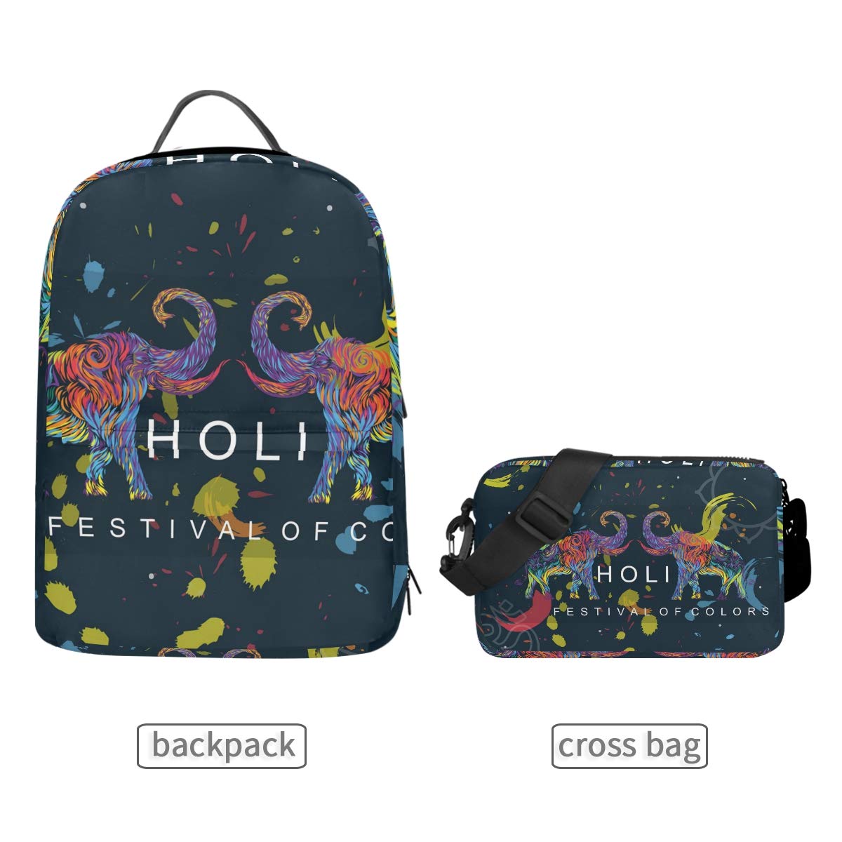 FAJRO Holi Festival of Colors Reiserucksack mit abnehmbarer Cross-Tasche