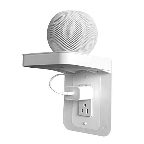 Apple Homepod Mini-Wandhalterung, Steckdosen-Regalhalter, Steckdosenleiste, platzsparende Lösung für Google Home/Echo/Lautsprecher/elektrische Zahnbürste (weiß, dekoriert)