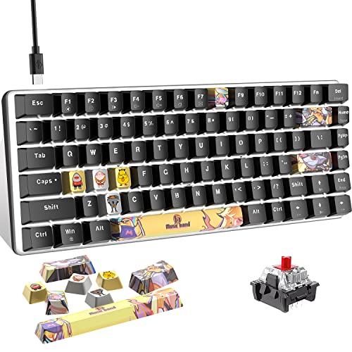 Mechanische Gaming-Tastatur, kabelgebundene Type-C 82 Tasten, Hot-Swap-fähige Kompakttastatur, roter Schalter mit 9 Tasten, PBT-Farbsublimations-Tastenkappen, weiße LED-Hintergrundbeleuchtung–Schwarz