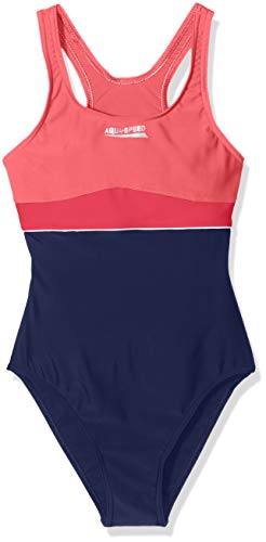 Aqua Speed Damen Emily Girls Swimwear Badeanzug, Navy/Coral/Raspberry, Size 164