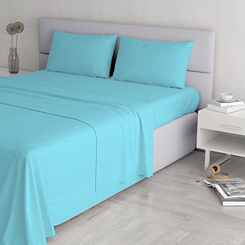 Elegant Italian Bed Linen Bettwäsche, Hell Blau, 100% Mikrofaser, DOPPELTE