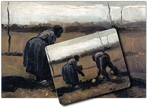 1art1 Vincent Van Gogh, Bäuerin Und Bauer Beim Kartoffellegen, 1885 1 Kunstdruck Bild (120x80 cm) + 1 Mauspad (23x19 cm) Geschenkset
