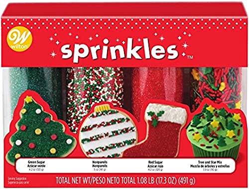 Wilton W7107654 Mega Sprinkles 4-Pack 17.3oz, Traditional Christmas