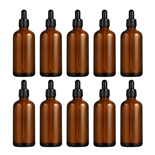 VILLCASE Leere Flasche für ätherische Öle mit Glasaugentropfen und Kappe, DIY-Zubehör, Zubehör, ätherisches Öl, Parfümträger für Reisen, 10 Stück (braun, 50 ml)