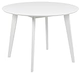 AC Design Furniture Roxanne Esstisch für 4 Personen in Weiß, Ø: 105 x H: 76 cm, Küchentisch mit Weißer Lackierung, Moderner Retro Stil für das Esszimmer, Esstisch Rund