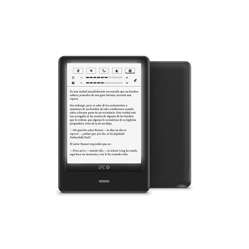 SPC Dickens Light Pro – E-Book mit Touchscreen-Display und einstellbarem Licht in Beleuchtung und Farbtemperatur, vertikale und horizontale Position, inklusive Buchhülle, 1 Monat Akkulaufzeit.