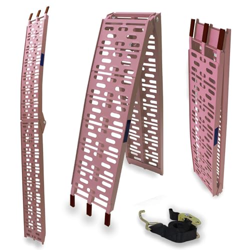 TRUTZHOLM® Auffahrrampe 340 kg Faltbare ALU Verladerampe klappbar Alu Auffahrrampe Rampe Verladerampen 225cm Farbe nach Auswahl (1x Rampe Pink)