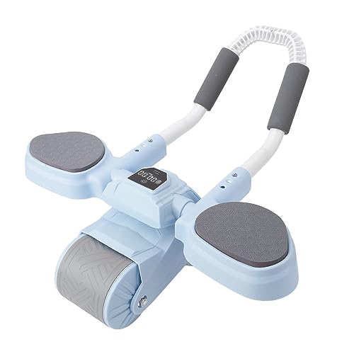 Abdominal-Trainingsroller, Verstellbare Handgriffe, LCD-Display, Verbesserte Stabilität, Automatisches Rebound-Bauchrad für Heimtraining (Blau)