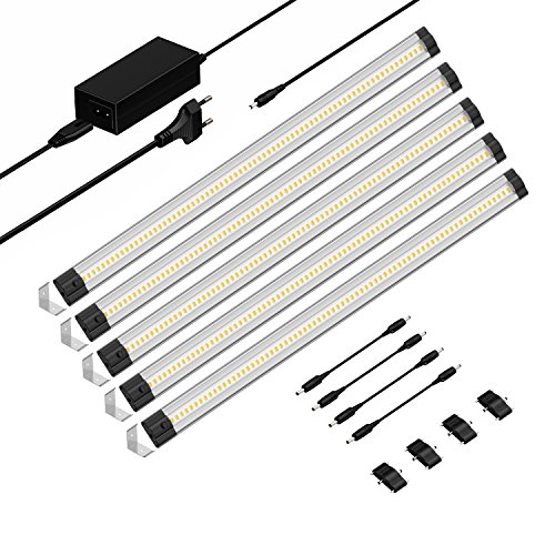 parlat LED Unterbau-Leuchte SIRIS, Eckmontage, flach, je 50cm, je 531lm, warm-weiß, 5er Set