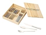 Echtwerk Steakbesteck "SARRE ", 18-teilig, Steakgabel, Steakmesser, Grillbesteck, Pizzabesteck, scharfe Messer, Edelstahl 18/10 poliert Inkl. Holzkassette Besteck Set, Edelstahl, 25.7x16.7x7.5 cm