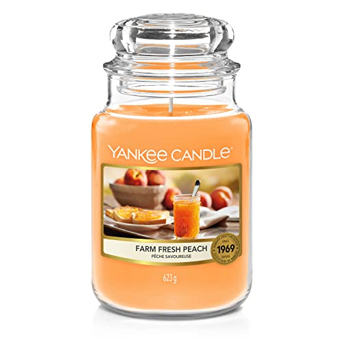 Yankee Candle Farm Fresh Peach Duftkerze, Glas, Orange, 10.7 cm