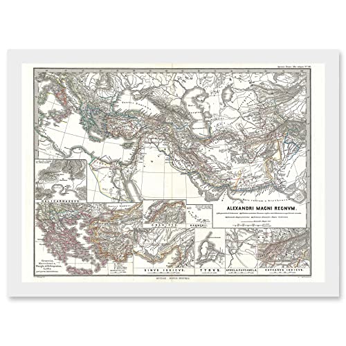 Geography Map Illustrated Antique Empire Alexander Great Mediterranean Artwork Framed A3 Wall Art Print