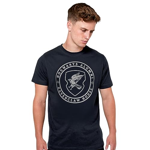 Elbenwald Hogwarts Alumni T-Shirt mit Ravenclaw Motiv für Harry Potter Fans Herren Damen Unisex Baumwolle blau - XXL