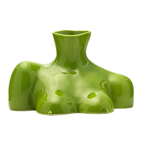 Keramik Blumenvase Moderne weibliche Körper Vase Frau Form Vase für Wohnkultur, Tischdekorationen für Wohnzimmer,Grün,Small