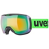 uvex downhill 2100 CV - Skibrille für Damen und Herren - konstraststeigernd - verzerrungs- & beschlagfrei - black matt/green-orange - one size