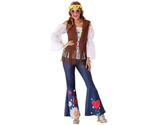 Atosa-60005 Atosa-60005 Kostüm Hippie M-L Erwachsene, Damen, 60005, Blau, M-L