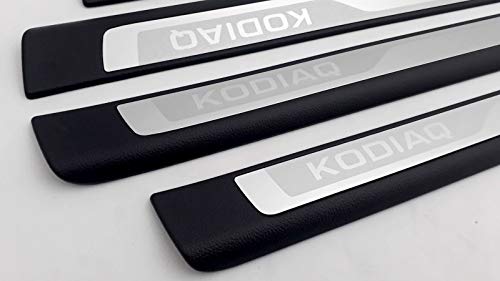 Skoda 565071303 Einstiegsleisten Set aus Kunststoff mit Aluminiumeinsatz 4X Leisten v+h mit KODIAQ Schriftzug