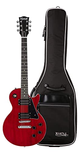 Shaman Element Series SCX-100R Gigbag Set - Hochwertige E-Gitarre im Single Cut Style mit 2 Humbucker & Flat Top - inkl. Gigbag - Cherry Red