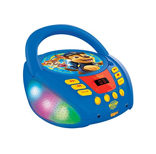 Lexibook-La Paw Patrol CD-Player für Kinder, Bluetooth, mit Lichteffekten, Mikrofon, AUX-Eingang, Batterie oder Netzteil, Mädchen, Jungen, Blau/Rot, RCD109PA