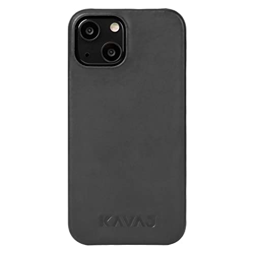 KAVAJ Lederhülle für iPhone 13 Boston Schwarz, Smartphone Hülle, echtes Leder, ultradünne leichte Hülle, Smartphone-Schutzhülle