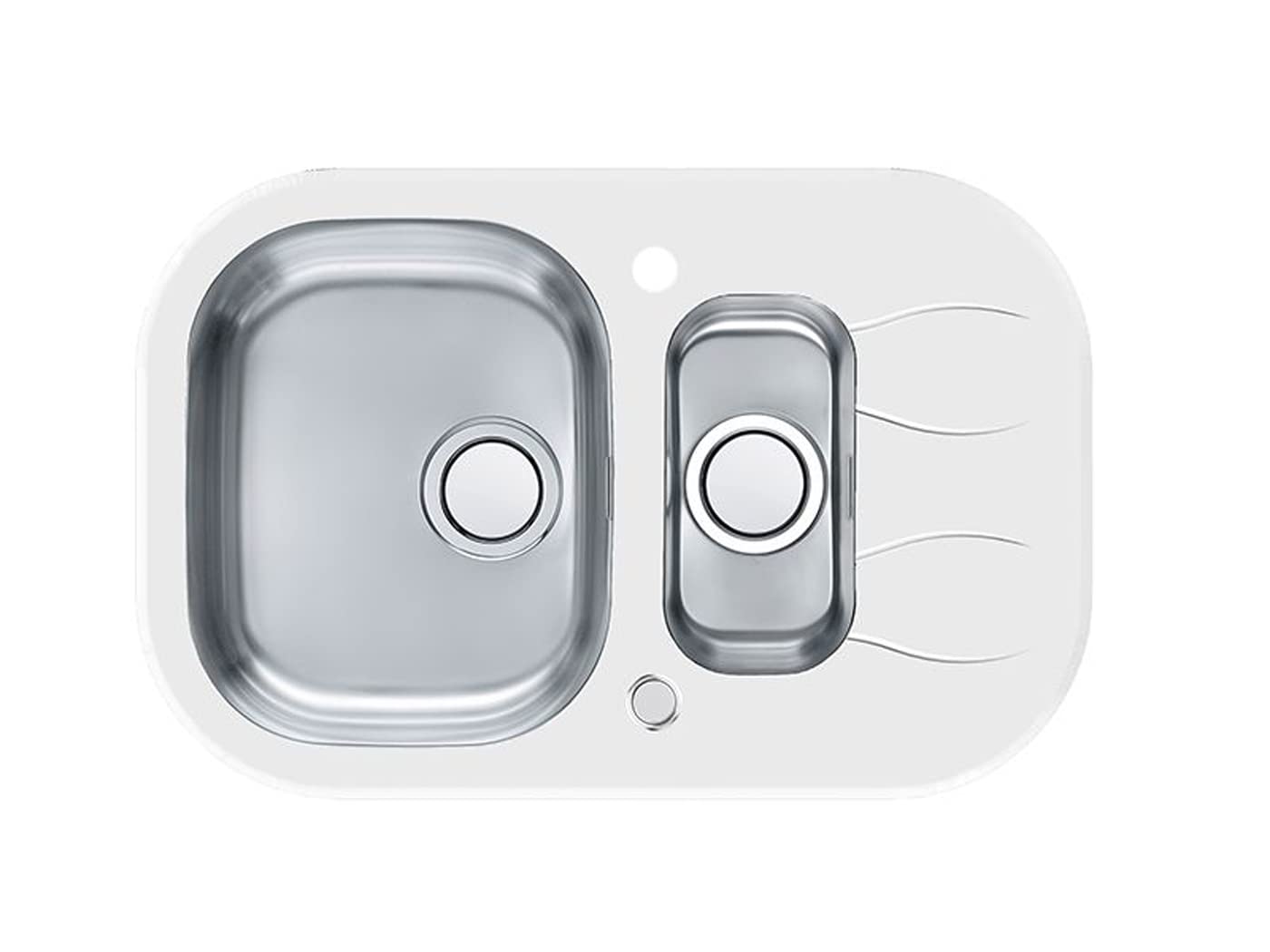 Küchenspüle aus Glas mit einer Einzel- und Halbschüssel von Alveus Wave Up 30 - weiß - 1123816
