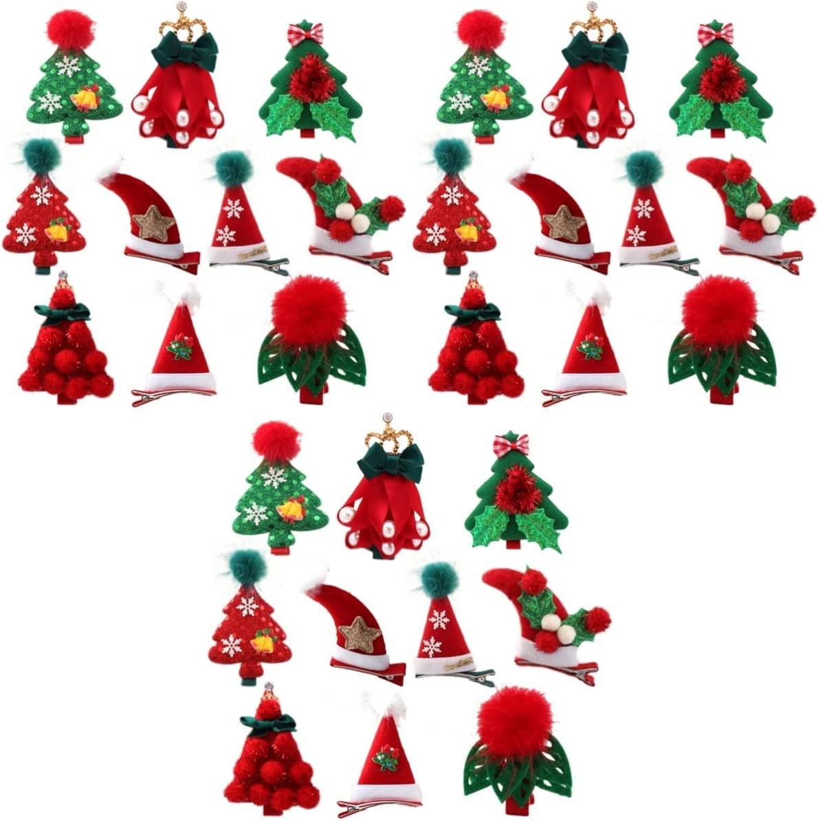10 Stück Kinder Thema Mini Gefälligkeiten Geschenke niedliche Kinder Urlaub Clips Designs einschließlich Dekoration helle Mädchen zufällig Kopfschmuck Weihnachtsmütze for Favor Tree Style Haarspangen