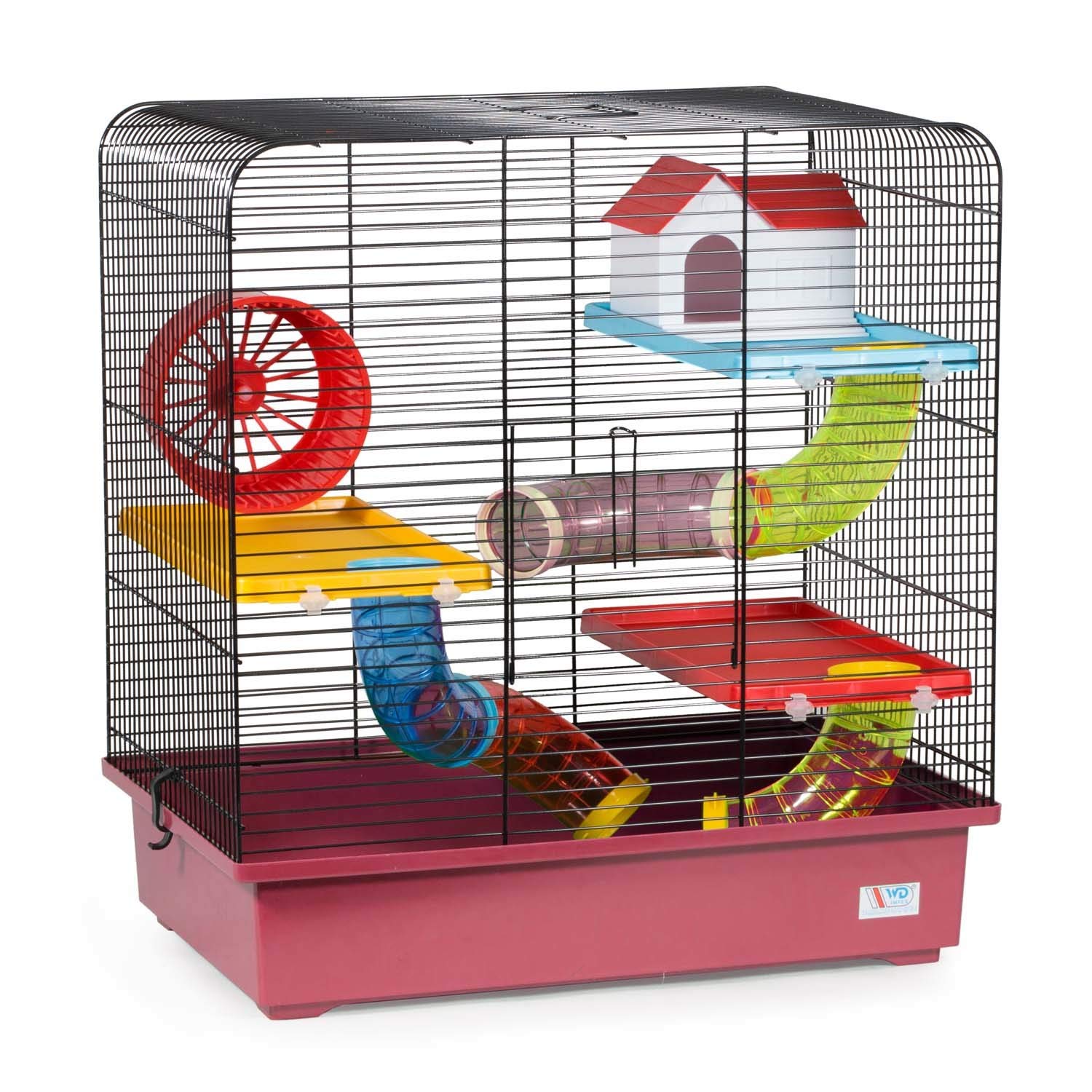 decorwelt Hamsterkäfige Pink Außenmaße 49x32,5x52,5 Nagerkäfig Hamster Plastik Kleintier Käfig mit Zubehör