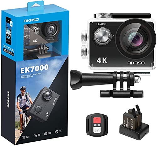 Action Cam,AKASO 4K WiFI Action Kamera /Unterwasserkamera 170°Ultra Weitwinkel Full HD Sports kamera mit 12MP 2 Zoll LCD Bildschirm 2.4G Fernbedienung
