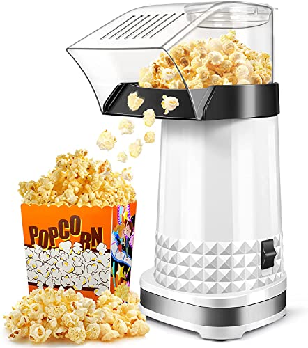 COOCHEER Popcornmaschine 1200W Heißluft Popcorn Maker für Zuhause, Weites-Kaliber-Design mit Messbecher und abnehmbarem Deckel, BPA-Frei