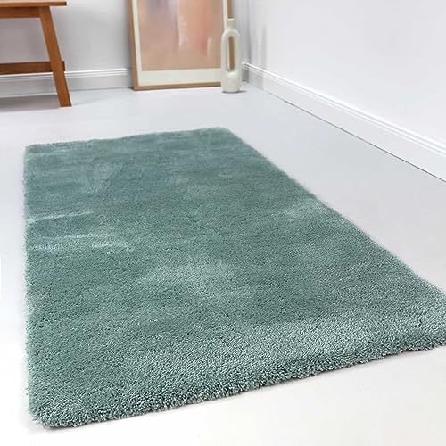 Kuschelig weicher Esprit Hochflor Teppich, bestens geeignet fürs Wohnzimmer, Schlafzimmer und Kinderzimmer RELAXX (80 x 150 cm, türkis grau)