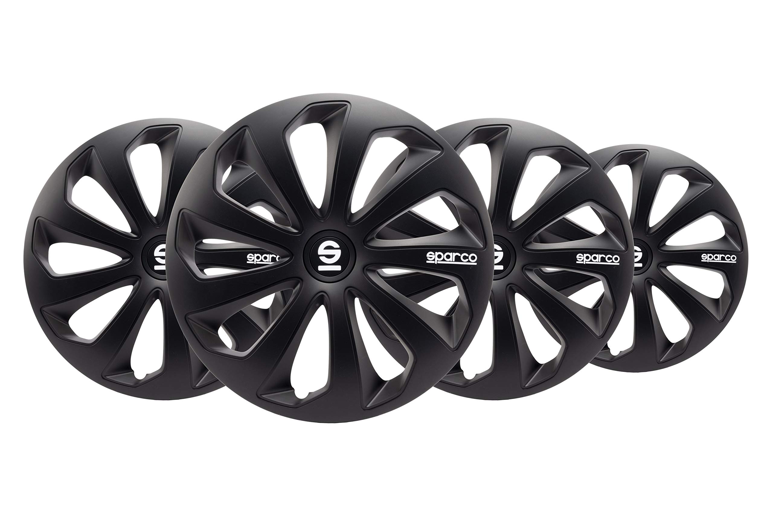 SPARCO SPC1570BK Sicilia Wheel Covers, Black, Set of 4, 15 zoll SCHWARZ