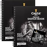 Castle Art Supplies – 2 Zeichenblöcke für Künstler: Sketch-Pads (22,9 x 30,5 cm), 200 Seiten – ideal zum Zeichnen und für die Schule – säurefrei und hochwertig