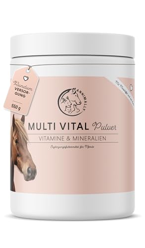 Annimally Multi Vital Pulver für Pferde - 550 g Multivitamin Vitamin B Komplex Immunsystem Pulver mit Vitamin A, D3, Vitamin E, B1, B2, B3, B5, B6, Vitamin C, Vitamin B12, sowie Folsäure und Zink