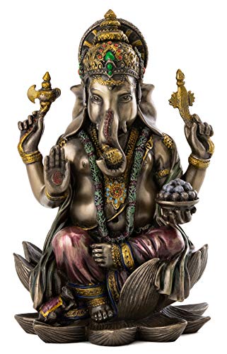 Ganesh (Ganesha) Hindu Elephant God of Success Real Bronze Powder Cast Statue, 7 1/4-inch by Veronese