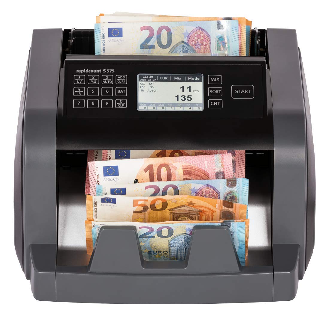 ratiotec rapidcount S 575 Banknotenzählmaschine für gemischte Banknoten mit Wertermittlung in schwarz