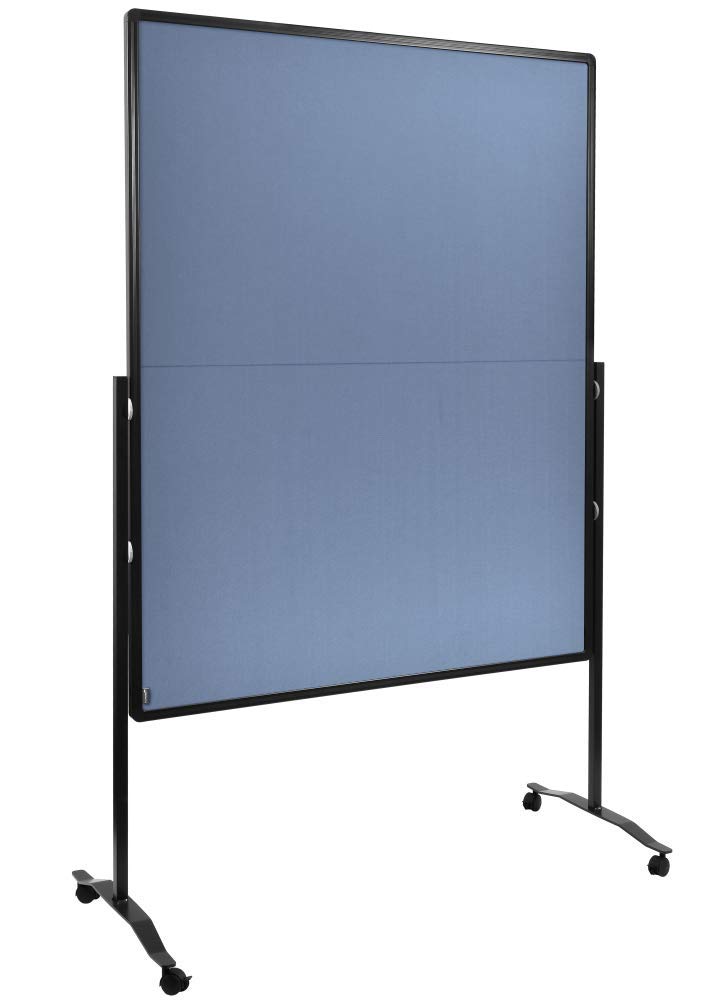 Legamaster Premium Plus Moderationswand klappbar - blau-grau - 150x120 cm - doppelseitig, mit Filz bezogenes Pinboard - einsetzbar als Trennwand - inkl. 4 feststellbaren Rollen und Papierhaken