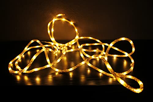 LED Lichterschlauch 5m Glitzer Gold warmweiß Lichterkette Leuchtseil Girlande Weihnachtsbeleuchtung Innen und Außen