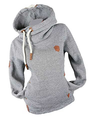 Damen Hoodie Kapuzenpullover Sweatshirt Warmer Fleece Pulli M L XL 2XL 3XL (Grau, XXL, xx_l)
