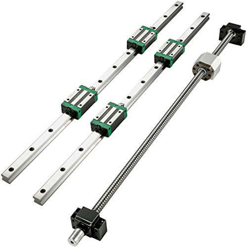 BestEquip Linearführung HGR 20-700mm Linearschiene mit 4PCS Gleitblock Kugelumlaufspindel Führungsschiene für 3D Drucker CNC Maschine, Metallisch