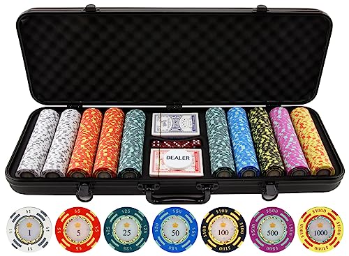 JPC 500 Piece Crown Casino Clay Poker Chips Set by