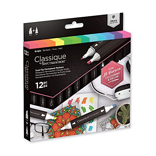 Spectrum Noir Classique Alkohol Marker Doppelspitze Stifte-Set Erstellen Hell 12 Pack - Bright