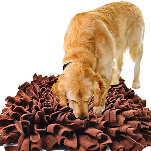 IEUUMLER Schnüffelteppich Hund Riechen Trainieren Schnüffeldecke Futtermatte Trainingsmatte für Haustier Hunde Katzen IE075 (45x45cm, Brown)