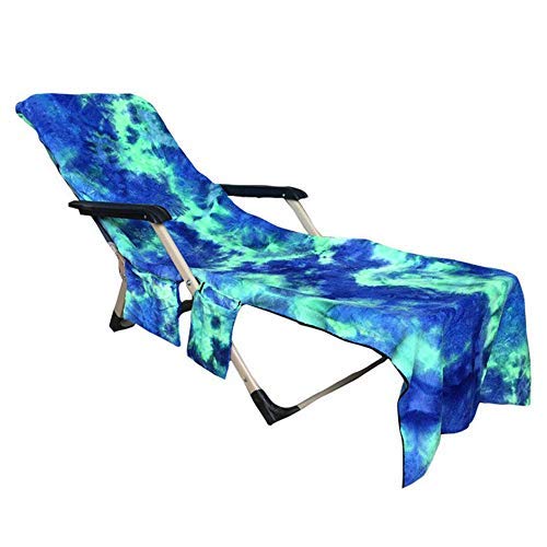Lounge Chair Strandtuch Beach Chair Bezug Mikrofaser Lounge Chair Bezug mit seitlichen Aufbewahrungstaschen 75x210cm