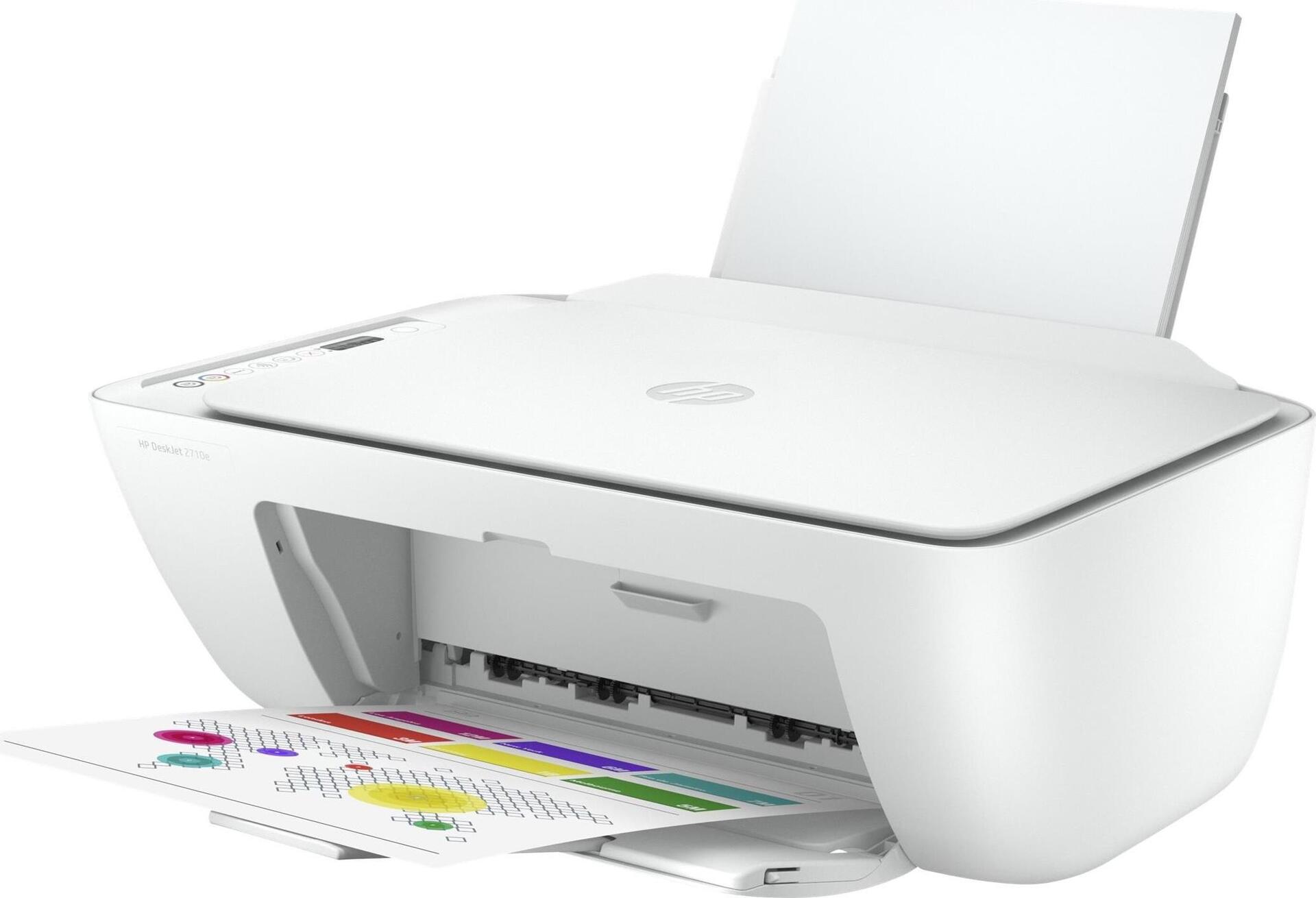 HP Deskjet 2710e All-in-One - Multifunktionsdrucker - Farbe - Tintenstrahl - 216 x 297 mm (Original) - A4/Legal (Medien) - bis zu 6 Seiten/Min. (Kopieren) - bis zu 7.5 Seiten/Min. (Drucken) - 60 Blatt - USB 2.0, Bluetooth, Wi-Fi(n) - weiß (26K72B#629)