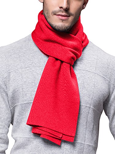 WANYING Winter Herbst Herren Strickschal Wolle Gestrickter Schal Warm Weich Einfach Schick Gentleman - 180 * 30 cm Einfarbig Rot