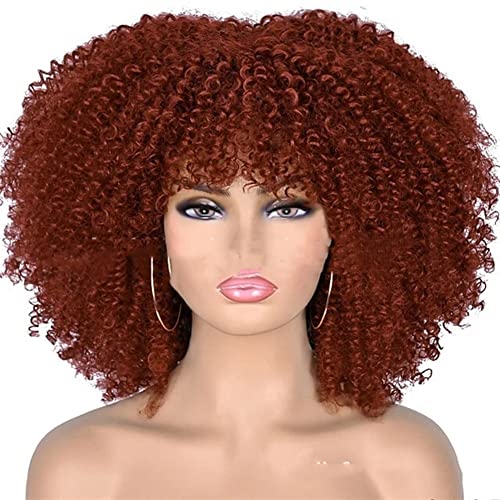 Wig For Women Short Curly Wigs with Bangs Loose Afro Hair Heat Resistant Shoulder Length Wigs Perfect for Daily (Size : 20sty)
