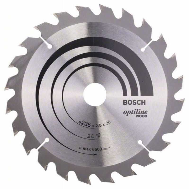 Bosch Kreissägeblatt Optiline Wood für Handkreissägen, 235 x 30/25 x 2,8 mm, 24 2608640725