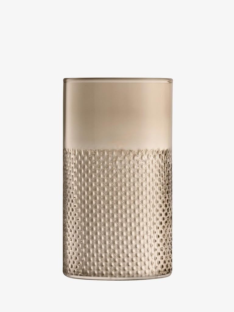 LSA Wicker Vase/Sturmlicht H25cm Taupe, Brown/Mocha
